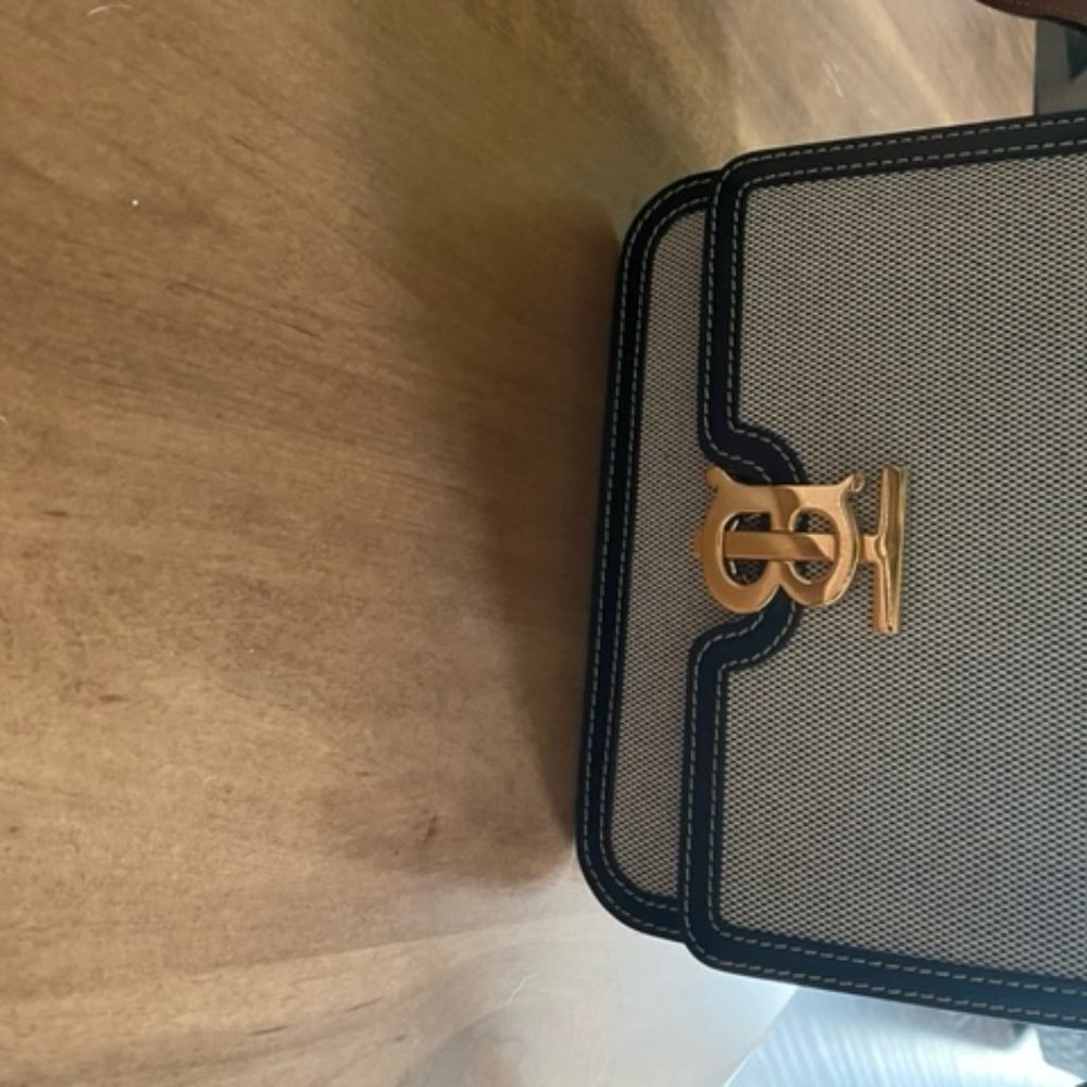 Small Tri-tone Canvas and Leather TB Bag - Picture 10 of 10